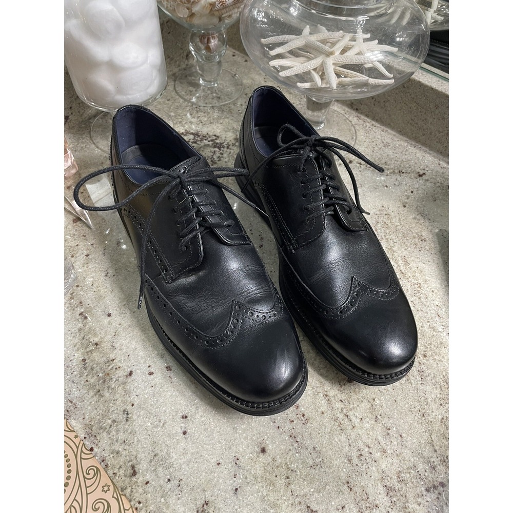 Cole Haan Wingtip Grand Shoes  Black Leather Oxford Lunar Mens 10 1/2 10.5 Light